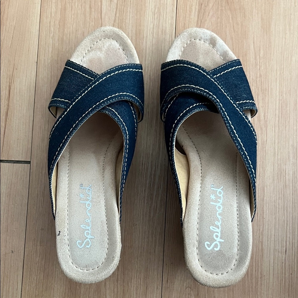 Splendid Navy Crisscross Mules